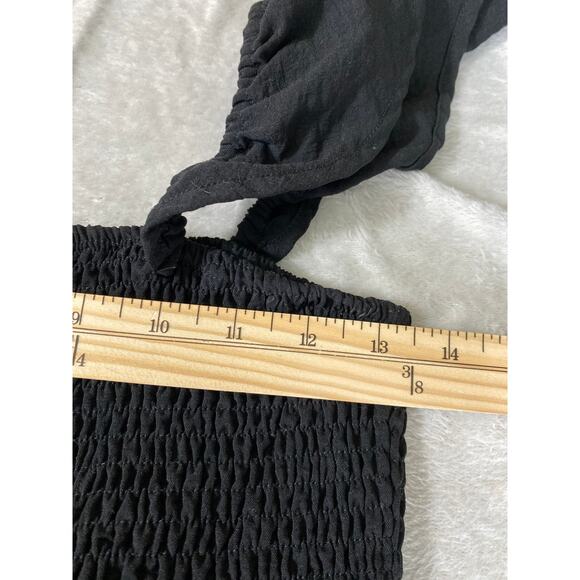 Anna Kaci Milkmaid Maxi Dress M Black Smocked Flutter Sleeve Fairy Whimsigoth - Picture 9 of 11